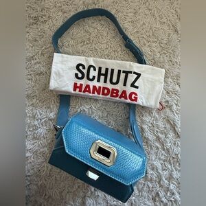 SCHUTZ Metallic Blue Crossbody Bag